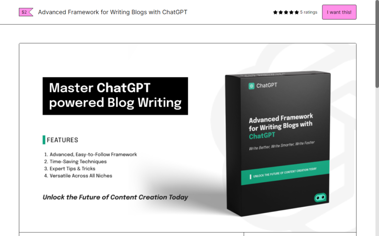 Advanced Framework For Writing Blogs Review | Pricing, Features & Alternatives